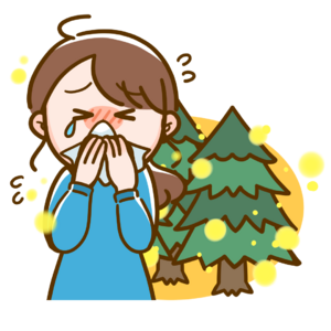 花粉症に苦しむ女性のイラスト